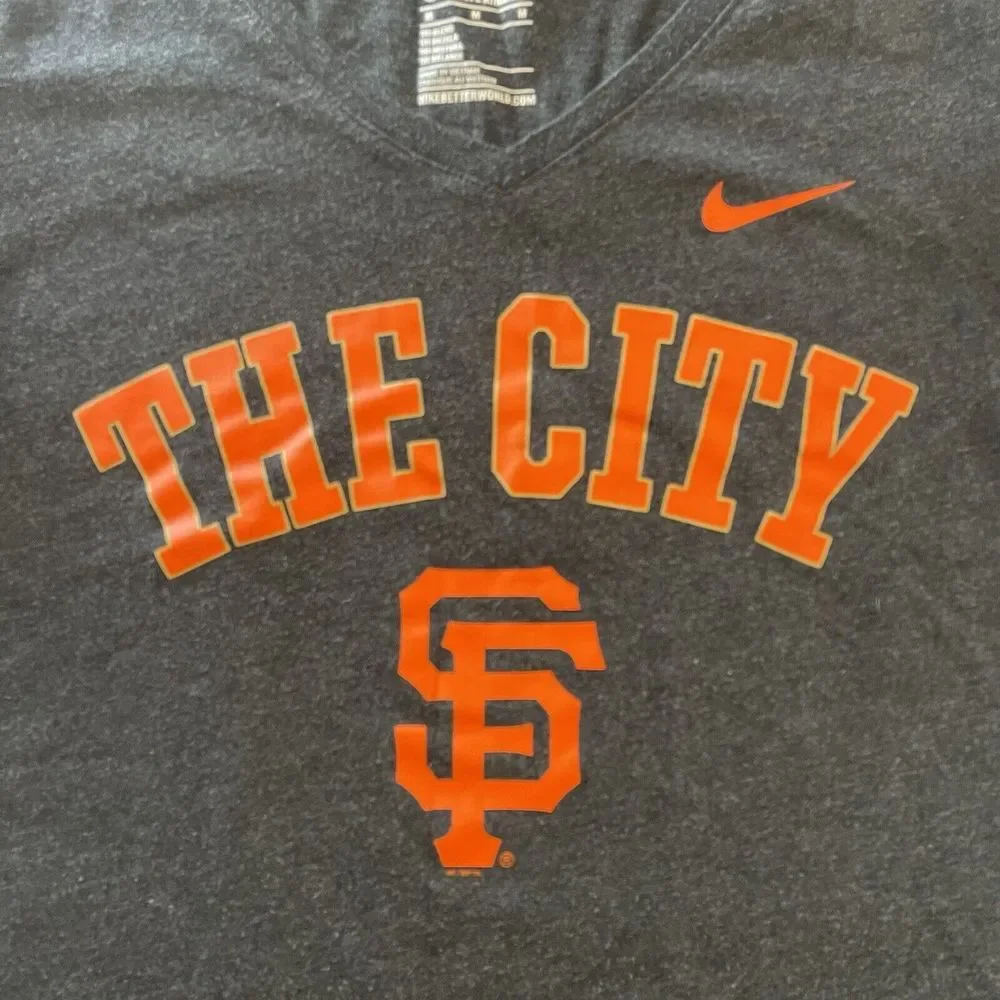 Nike Women San Francisco Giants The City ‎ V-Neck T-Shirt Black Size Medium